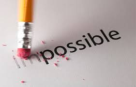 Bleistift radiert die Silbe "im" von impossible aus, es bleibt "possible"